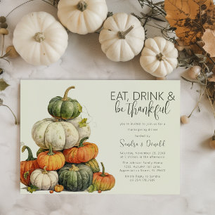 Minimalistischer Thanksgiving-Dinner mit Kürbis Einladung