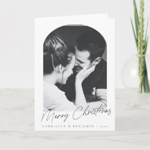 Minimalistischer Torbogen Zwei Foto Weihnachtsbrie Feiertagskarte