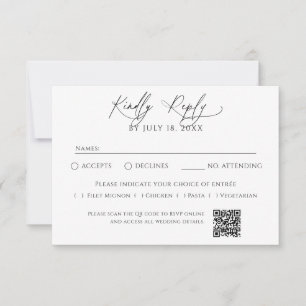 Minimalistischer traditioneller QR-Code-RSVP RSVP Karte