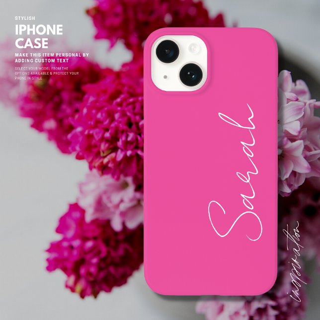 Minimalistischer Trendy Chic Pink und White Script Case-Mate iPhone Hülle (Von Creator hochgeladen)
