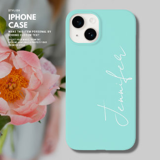 Minimalistischer trendy Sage Green und White Scrip iPhone 14 Hülle