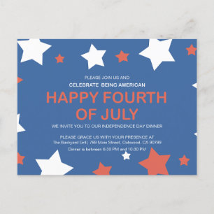 Minimalistischer Unabhängigkeitstag, 4. Juli Einladungspostkarte
