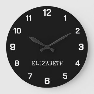 Minimalistischer und eleganter Schwarzweißname Große Wanduhr