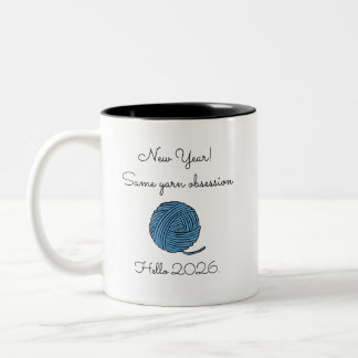 Minimalistischer und lustiger Garnknäuel-Strickbec Zweifarbige Tasse
