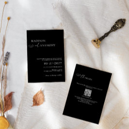 Minimalistischer und moderner Black QR Code 2 bei Einladung