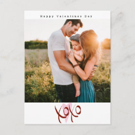 Minimalistischer Valentinstag Buchstaben rosa Herz Postkarte