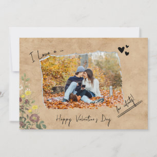 Minimalistischer Valentinstag Couple Liebe Sie Fot Feiertagskarte