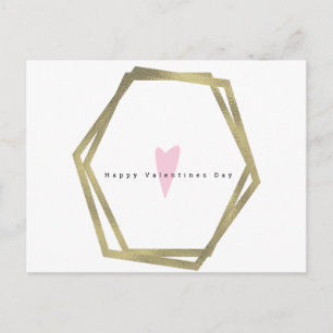 Minimalistischer Valentinstag Einfache Geo Faux Go Postkarte