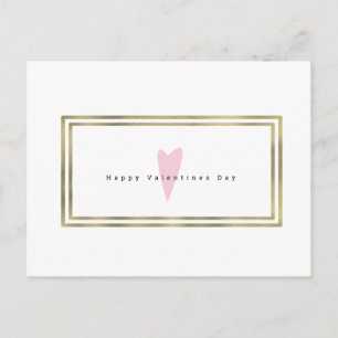 Minimalistischer Valentinstag Einfaches Herz Faux  Postkarte
