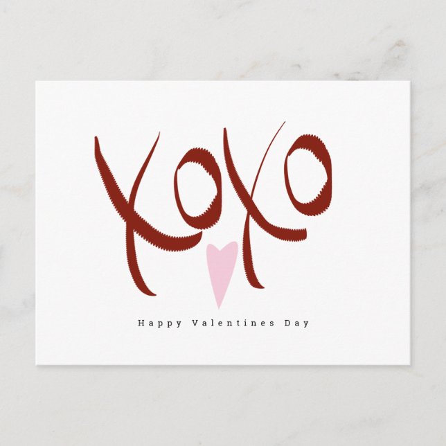 Minimalistischer Valentinstag Handschrift Kunst He Postkarte (Vorderseite)