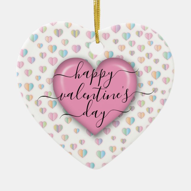 Minimalistischer Valentinstag Keramik Ornament (Vorne)
