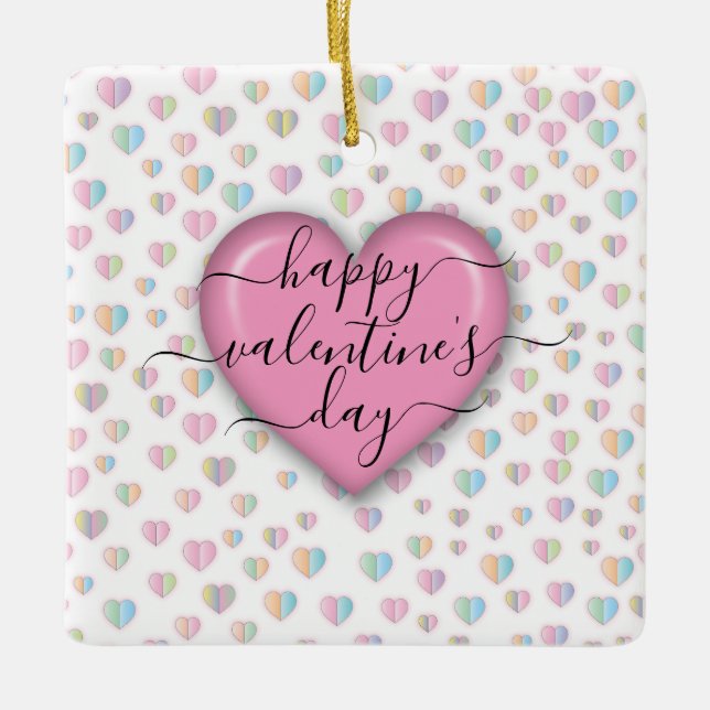 Minimalistischer Valentinstag Keramikornament (Vorderseite)