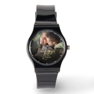 Minimalistischer Valentinstag Moderne Foto-Calligr Armbanduhr