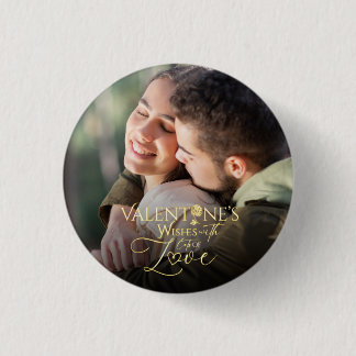 Minimalistischer Valentinstag Moderne Foto-Calligr Button