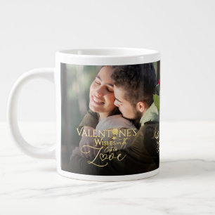 Minimalistischer Valentinstag Moderne Foto-Kalligr Jumbo-Tasse