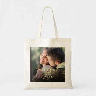 Minimalistischer Valentinstag Moderne Fotokalligra Tragetasche