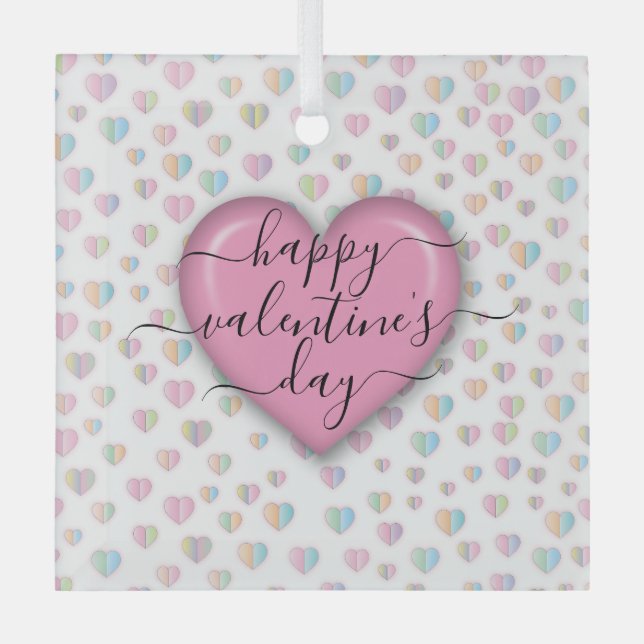 Minimalistischer Valentinstag Ornament Aus Glas (Vorderseite)
