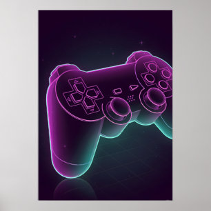 Minimalistischer Vaporwave-Gaming-Controller Poster