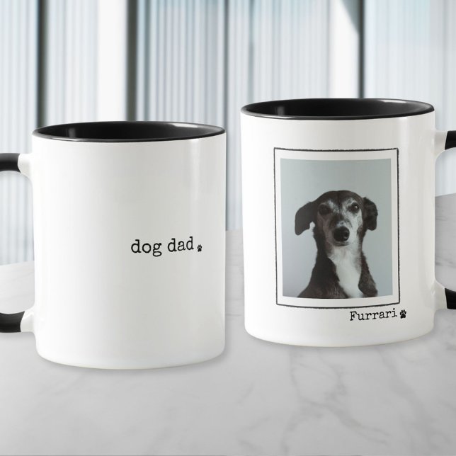 Minimalistischer Vater Benutzerdefiniertes Foto Ta Tasse (minimalist retro stylish dog photo mug personalized with your photo and dog name or custom text)
