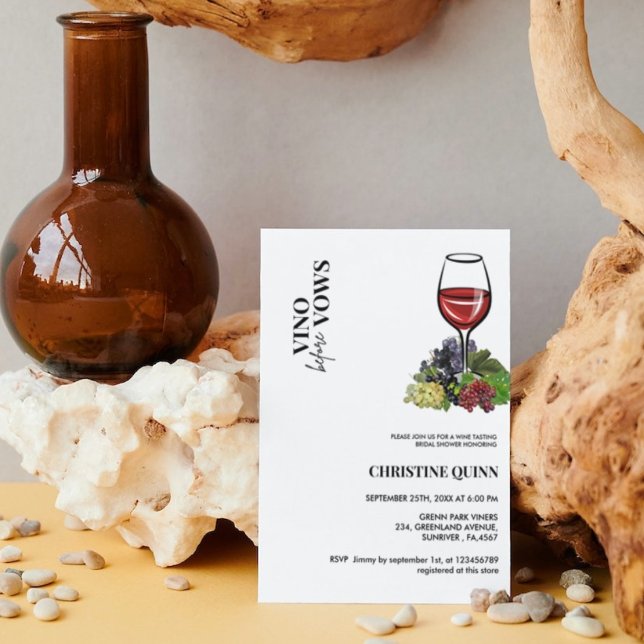 Minimalistischer Vino vor dem Gelübde Brautparty W Einladung (Von Creator hochgeladen)