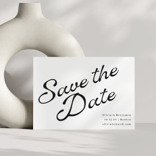 Minimalistischer Vintage-eleganter Skript Schwarz  Save The Date