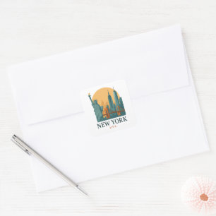 Minimalistischer Vintage-Reise New York City Quadratischer Aufkleber
