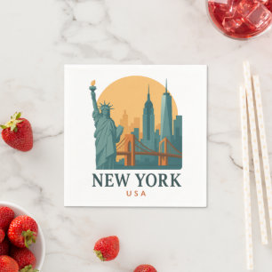 Minimalistischer Vintage-Reiseposter New York City Serviette