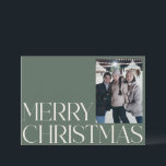 Minimalistischer Vintager Sage Green Zwei Fotos We Feiertagskarte<br><div class="desc">Minimalistische Vintage Sage Green Two Foto Weihnachtskarte</div>