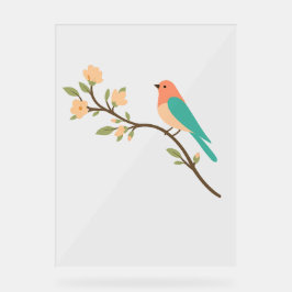 Minimalistischer Vogel auf Blossom Branch Poster