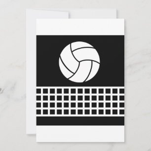 Minimalistischer Volleyball und Netz Schwarz und W Einladung
