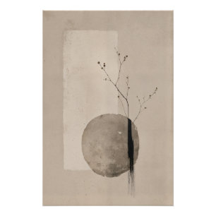 Minimalistischer Wabi Sabi Poster – Neutrale Zen W