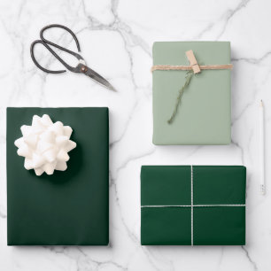 Minimalistischer Wald dunkelgrüne Solid-Farben Geschenkpapier Set