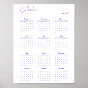 Minimalistischer Wallfahrtskalender 2025 Lila Mont Poster