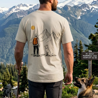 Minimalistischer Wanderer und Hund Bergabenteuer T-Shirt