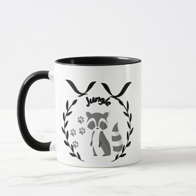 Minimalistischer Waschbär-Grafik Tasse (Links)