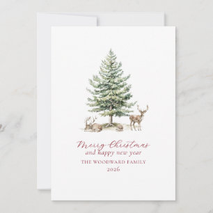 Minimalistischer Wasserfarben-Feiertags-Tannenbaum Feiertagskarte