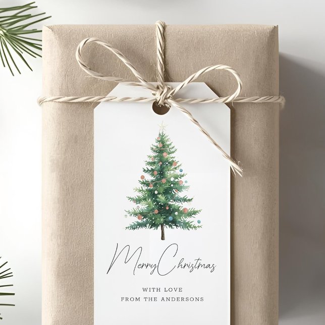 Minimalistischer Wasserfarben-Weihnachtsbaum Geschenkanhänger (Von Creator hochgeladen)