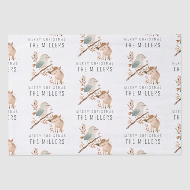 Minimalistischer Wasserfarbenfrost und -schwanz Seidenpapier (Vorderseite)