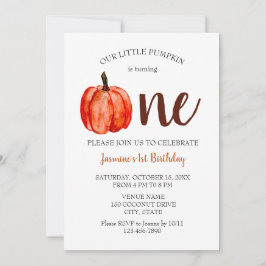 Minimalistischer Wasserfarbenkürbis erster Geburts Einladung