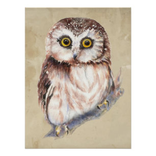 Minimalistischer Watercolor-Druck Kunst für Eulenl Poster