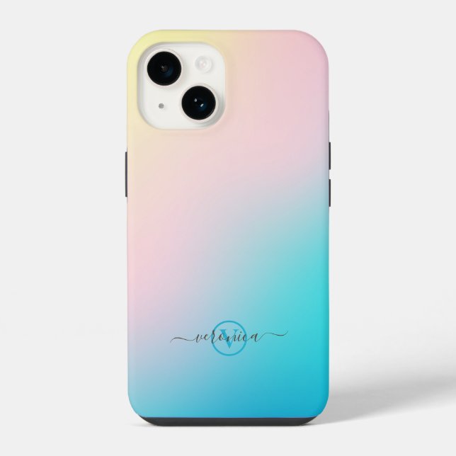 Minimalistischer weicher Gradient moderner Monogra iPhone Hülle (Rückseite)