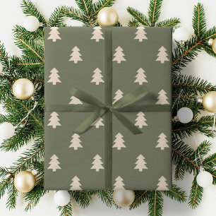 Minimalistischer Weihnachts-Kieferbaum Neutral Boh Geschenkpapier