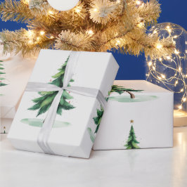 Minimalistischer Weihnachts-Kiefernbaum-Geschenkpa Geschenkpapier