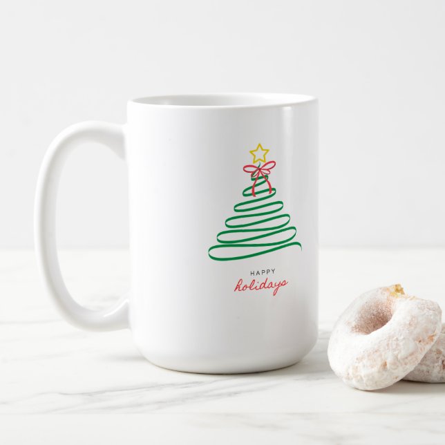 🎄 Minimalistischer Weihnachtsbaum-Feiertagsbecher Kaffeetasse (Mit Donut)