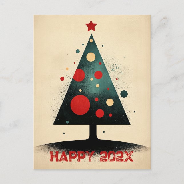 Minimalistischer Weihnachtsbaum Feiertagspostkarte (Vorderseite)