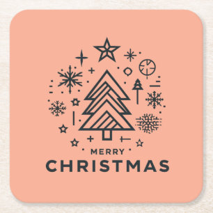 Minimalistischer Weihnachtsbaum Frohe Weihnachtsge Rechteckiger Pappuntersetzer