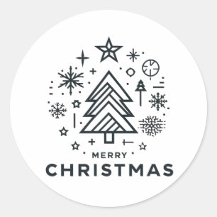 Minimalistischer Weihnachtsbaum Frohe Weihnachtsge Runder Aufkleber