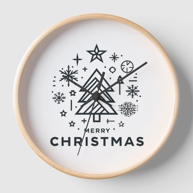Minimalistischer Weihnachtsbaum Frohe Weihnachtsge Uhr (Vorderseite)