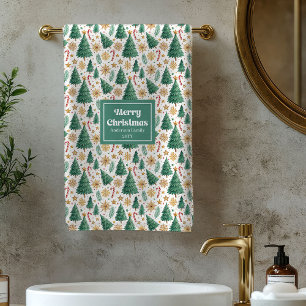 Minimalistischer Weihnachtsbaum goldenes Weihnacht Badhandtuch Set
