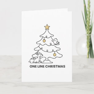 Minimalistischer Weihnachtsbaum in einer Linie Karte